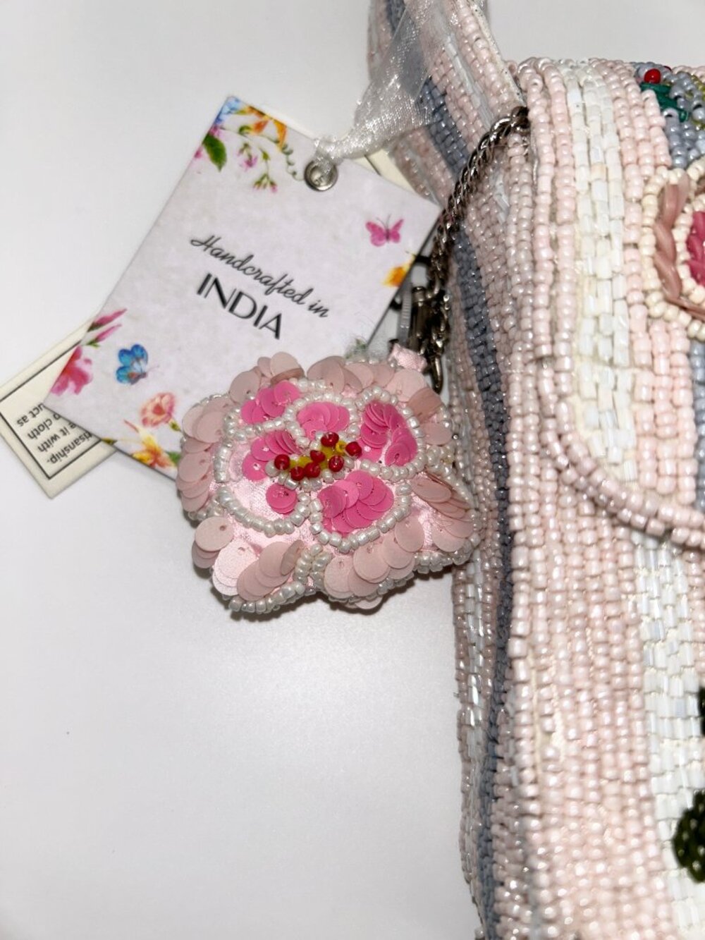 NWT Handmade Beaded Floral Marshalls Handbag - Picture 3 of 7